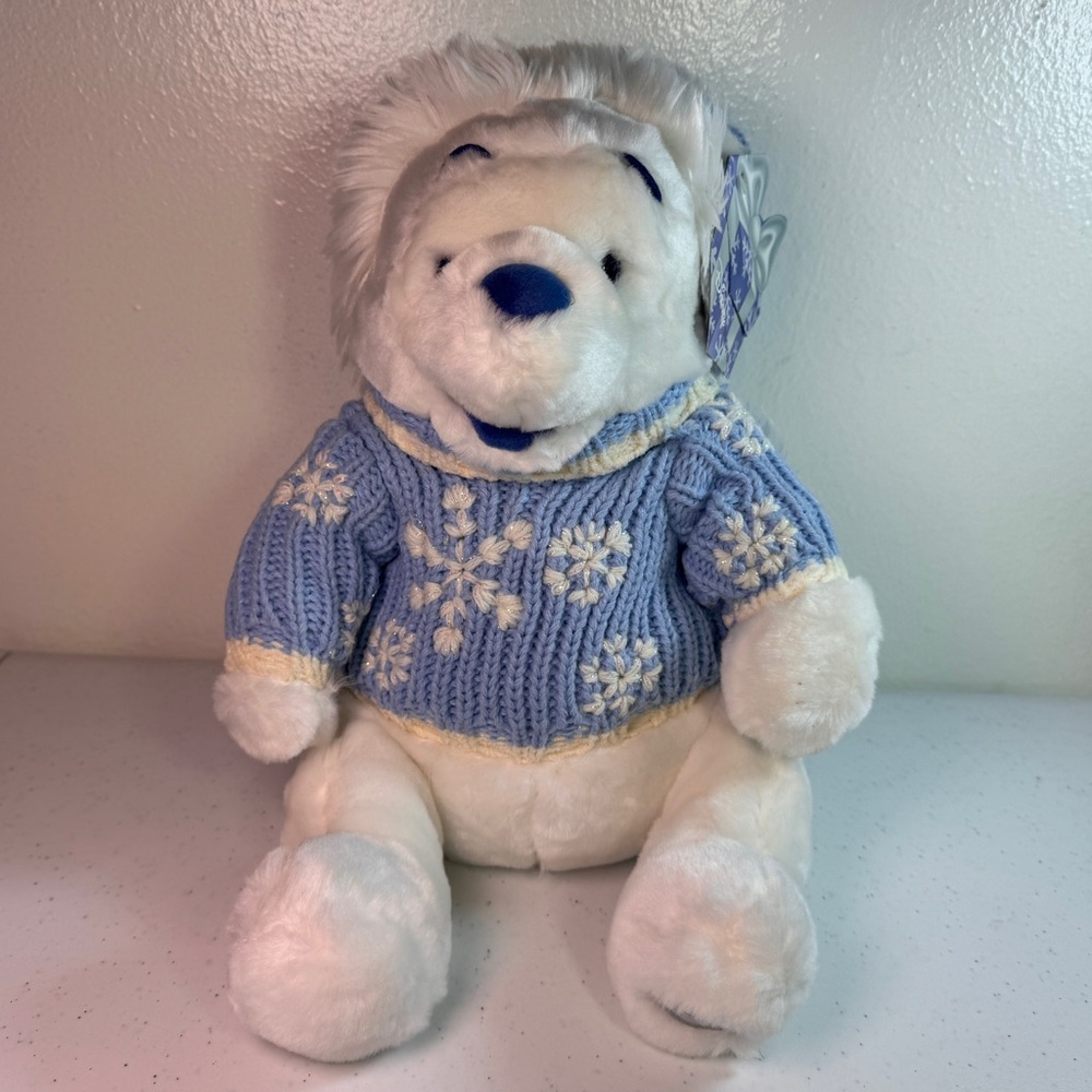 Vintage 2003 Disney Winnie the Pooh White Polar Bear 12" Snowflake Sweater NWT - Picture 8 of 13